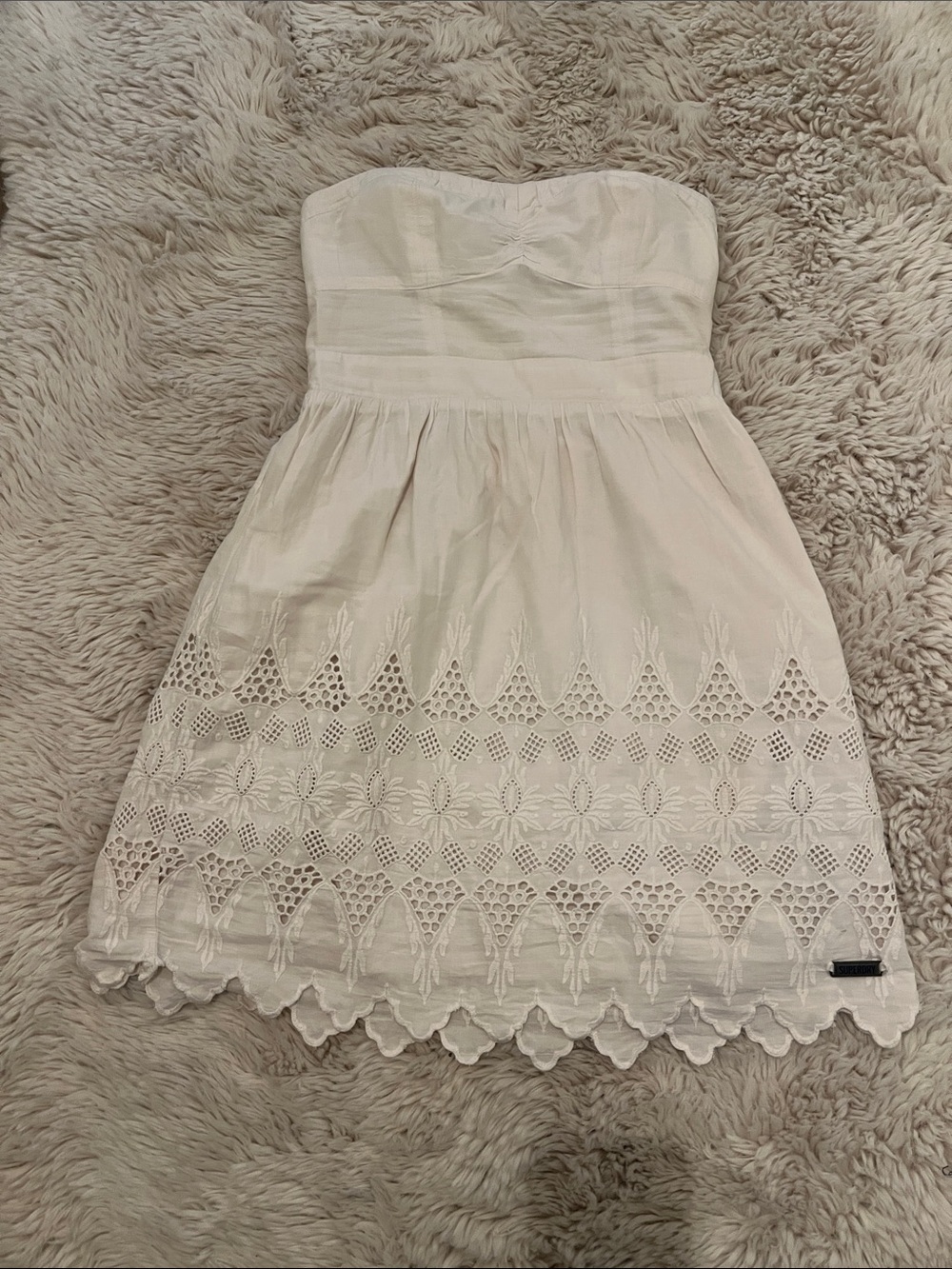 Superdry White Strapless Embroidered Sundress
